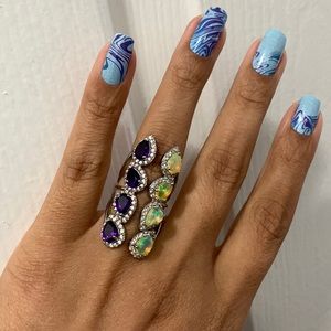 Amethyst/ Opal statement ring size 6.5-7